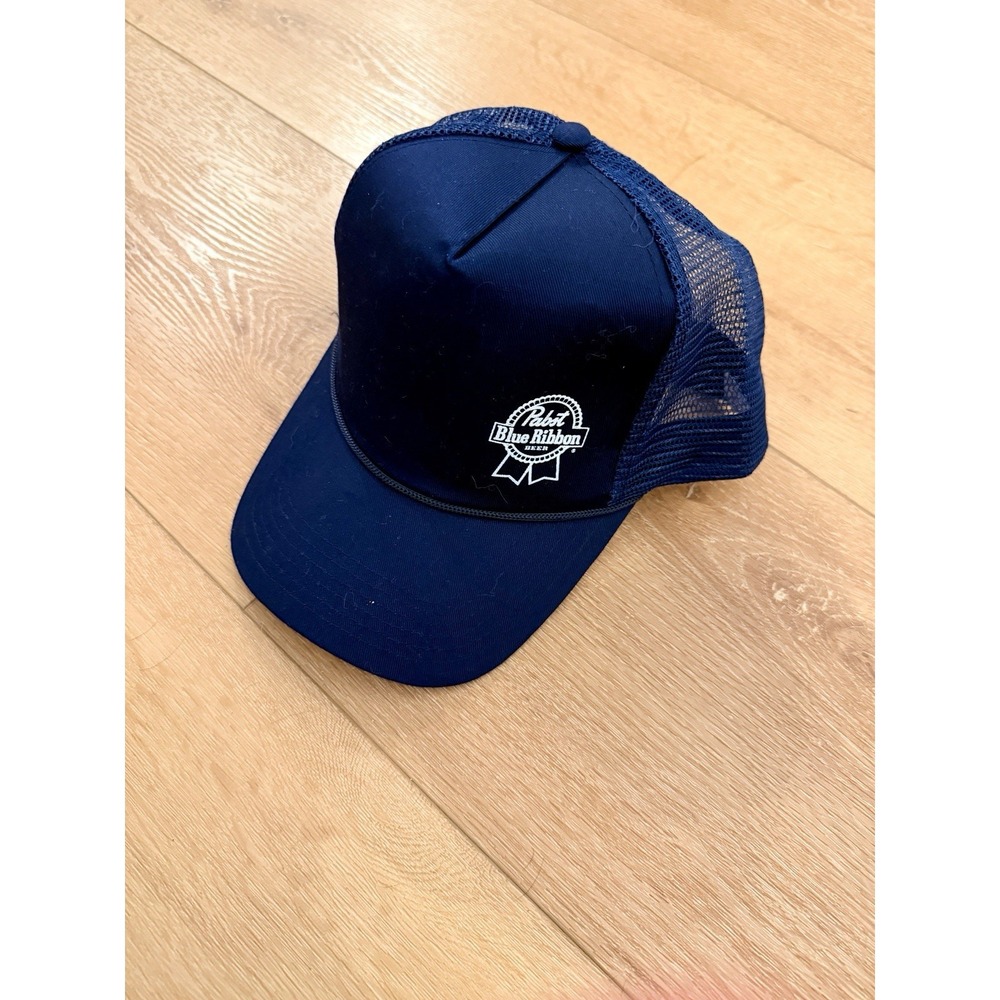 Pabst Blue Ribbon Navy White Adjustable Trucker Hat